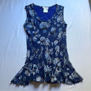 FUZZI‎ blue sea shell print mesh knit sleeveless tank top